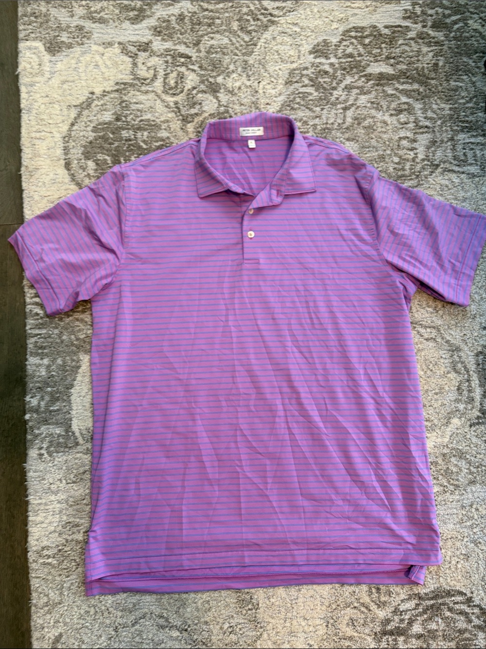 Peter Millar Lavender and Blue Thin-Strip Polo